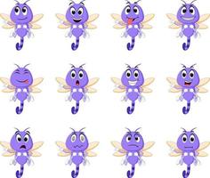 dragonfly with different facial expressions and different color vector