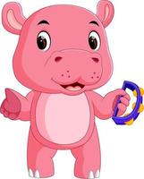 hippo playing instruments tambourine vector