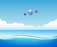 flying plane over sea vector