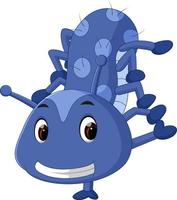 a cute blue caterpillar cartoon vector