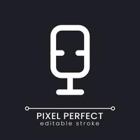 Microphone pixel perfect white linear ui icon for dark theme. Recording audio. Mobile app. Vector line pictogram. Isolated user interface symbol for night mode. Editable stroke