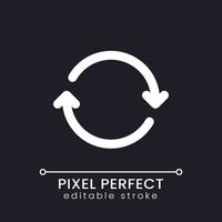 System upgrade pixel perfect white linear ui icon for dark theme. Download update files. Vector line pictogram. Isolated user interface symbol for night mode. Editable stroke