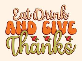 diseño de camiseta de acción de gracias vector