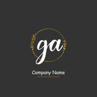 GA Initial handwriting and signature logo design with circle. Beautiful design handwritten logo for fashion, team, wedding, luxury logo. vector