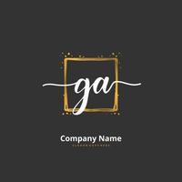 GA Initial handwriting and signature logo design with circle. Beautiful design handwritten logo for fashion, team, wedding, luxury logo. vector