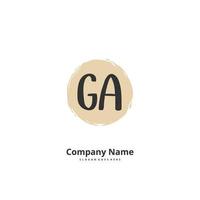GA Initial handwriting and signature logo design with circle. Beautiful design handwritten logo for fashion, team, wedding, luxury logo. vector