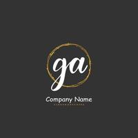 GA Initial handwriting and signature logo design with circle. Beautiful design handwritten logo for fashion, team, wedding, luxury logo. vector