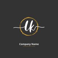 LK Initial handwriting and signature logo design with circle. Beautiful design handwritten logo for fashion, team, wedding, luxury logo. vector