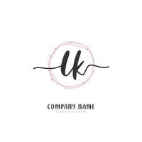 LK Initial handwriting and signature logo design with circle. Beautiful design handwritten logo for fashion, team, wedding, luxury logo. vector