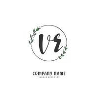 VR Initial handwriting and signature logo design with circle. Beautiful design handwritten logo for fashion, team, wedding, luxury logo. vector