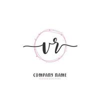 VR Initial handwriting and signature logo design with circle. Beautiful design handwritten logo for fashion, team, wedding, luxury logo. vector