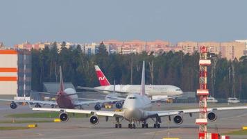 MOSCOW, RUSSIAN FEDERATION SEPTEMBER 12, 2020 - Rossiya Airlines Boeing 747 EI XLI taxiing to runway for departure from Sheremetyevo International airport. video