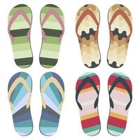 Set of Beach Slippers. Colorful Flip Flops Over White Background vector