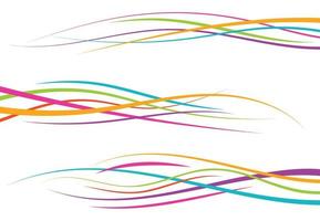 Set of abstract color curved lines. Wave design element. Vector illustration.