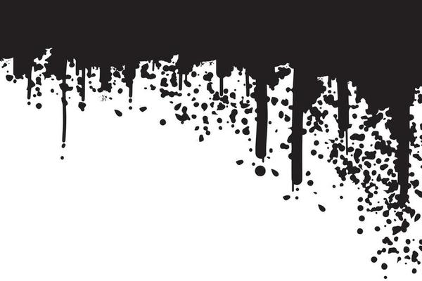 Graphite spray painted lines and grunge dots isolated on a white background