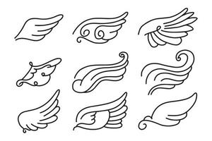 Sketch angel wings. Angel feather wing. Vector illustration.