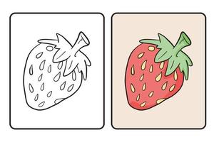 learn to color, strawberry, vector illustration.