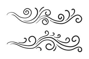 hand drawn wind doodle set, vector illustration.