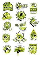 Olive oil product icons isolated vector set