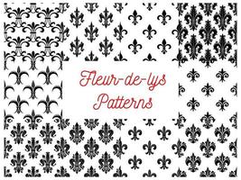 Victorian fleur-de-lis seamless patterns set vector