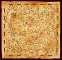 Old pirate treasure map, vector worn parchment