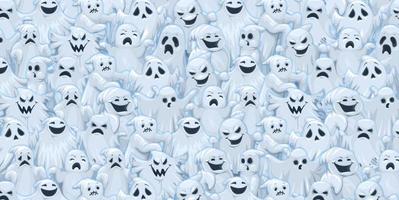 Halloween ghost characters pattern background vector