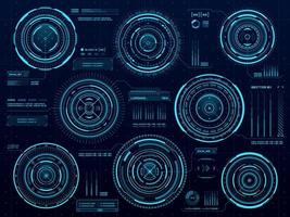 infografía de datos de círculo hud, panel de pantalla de datos vector