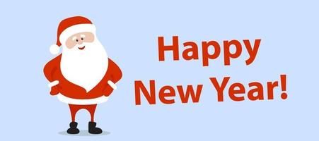 Funny happy Christmas Santa Claus character with greeting text. For card, banner, tag and label. vector