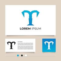 Creative letter T logo design for corporate with modern blue color. T with a sturdy and strong character vector