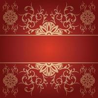 Red baroque background vector with flowers