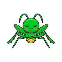 Cute little mantis cartoon sleeping vector