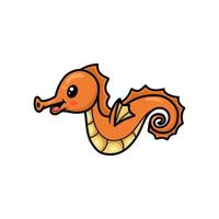 Cute yellow seahorse cartoon design vector