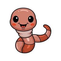 Cute little worm cartoon character vector