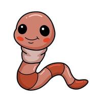 Cute little worm cartoon character vector