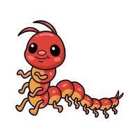 Cute little centipede cartoon character vector