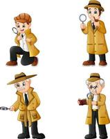 Cute Cartoon Detectives collection set vector