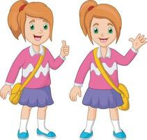 Cartoon little girl with backpack vector