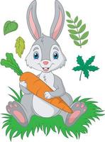 Funny cartoon rabbit with carrot vector