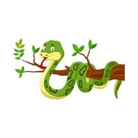 serpiente de dibujos animados en el árbol vector