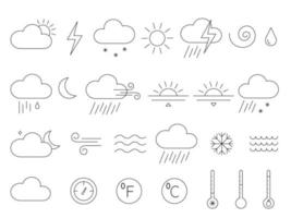 iconos vectoriales simples elementos meteorológicos en estilo de línea vector