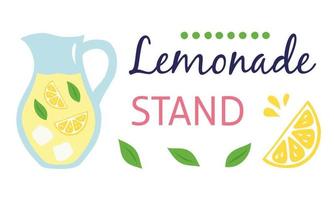 Vector illustration with lemonade srand text horizontal banner in a hand-drawn style. Sgn or poster in a bar