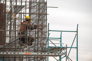 A man working on scaffolding photo