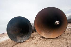 The large pipes at construction site photo