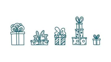 Doodle with presents. Hand drawn sketch with gift boxes. Vector illustration