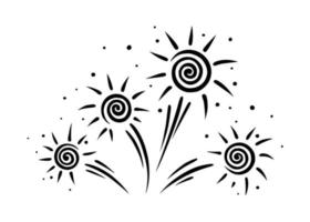 Doodle sparkling firework. Shiny foreworks for parties and celebrations. Vector illustration