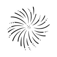 Doodle radial firework. Shiny forework with beams for parties and celebrations. Vector illustration