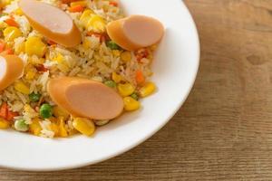 fried rice with sausage and mixed vegetable photo