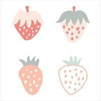 Simple hand drawn modern fresh strawberry. Healthy nutrition product. Vector isolated illustration fruit for print.