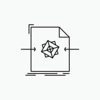 3d. document. file. object. processing Line Icon. Vector isolated illustration