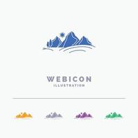 hill. landscape. nature. mountain. sun 5 Color Glyph Web Icon Template isolated on white. Vector illustration